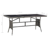 NNEVL Garden Table Grey 190x90x75 cm Poly Rattan and Solid Acacia Wood
