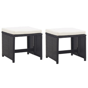 NNEVL Garden Stools 2 pcs with Cushions Poly Rattan Black