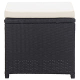 NNEVL Garden Stools 2 pcs with Cushions Poly Rattan Black