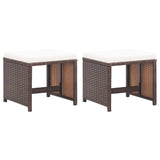 NNEVL Garden Stools 2 pcs with Cushions Poly Rattan Brown