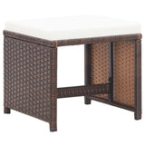 NNEVL Garden Stools 2 pcs with Cushions Poly Rattan Brown