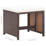 NNEVL Garden Stools 2 pcs with Cushions Poly Rattan Brown