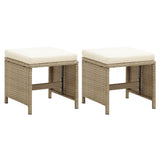 NNEVL Garden Stools 2 pcs with Cushions Poly Rattan Beige