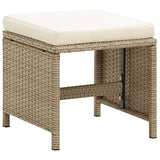 NNEVL Garden Stools 2 pcs with Cushions Poly Rattan Beige