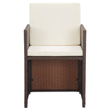 NNEVL 15 Piece Outdoor Dining Set with Cushions Poly Rattan Brown