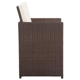 NNEVL 15 Piece Outdoor Dining Set with Cushions Poly Rattan Brown