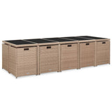 NNEVL 15 Piece Outdoor Dining Set with Cushions Poly Rattan Beige