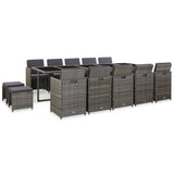 NNEVL 15 Piece Outdoor Dining Set with Cushions Poly Rattan Anthracite