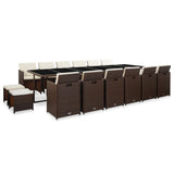 NNEVL 17 Piece Outdoor Dining Set with Cushions Poly Rattan Brown