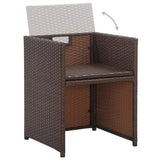 NNEVL 17 Piece Outdoor Dining Set with Cushions Poly Rattan Brown