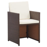 NNEVL 17 Piece Outdoor Dining Set with Cushions Poly Rattan Brown