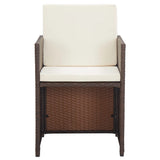 NNEVL 17 Piece Outdoor Dining Set with Cushions Poly Rattan Brown
