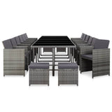NNEVL 17 Piece Outdoor Dining Set with Cushions Poly Rattan Grey