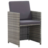 NNEVL 17 Piece Outdoor Dining Set with Cushions Poly Rattan Grey