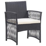 NNEVL Garden Armchairs with Cushions 2 pcs Black Poly Rattan