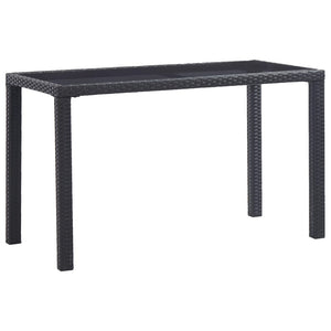 NNEVL Garden Table Grey 190x90x75 cm Poly Rattan and Solid Acacia Wood