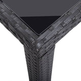 NNEVL Garden Table Grey 190x90x75 cm Poly Rattan and Solid Acacia Wood