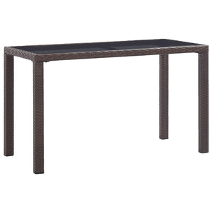 NNEVL Garden Table Grey 190x90x75 cm Poly Rattan and Solid Acacia Wood