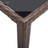 NNEVL Garden Table Grey 190x90x75 cm Poly Rattan and Solid Acacia Wood