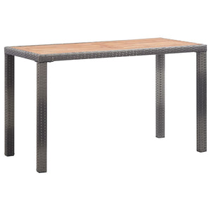 NNEVL Garden Table Grey 190x90x75 cm Poly Rattan and Solid Acacia Wood