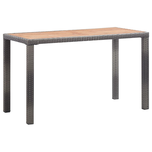 NNEVL Garden Table Grey 190x90x75 cm Poly Rattan and Solid Acacia Wood