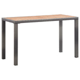 NNEVL Garden Table Grey 190x90x75 cm Poly Rattan and Solid Acacia Wood