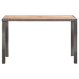NNEVL Garden Table Grey 190x90x75 cm Poly Rattan and Solid Acacia Wood