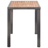 NNEVL Garden Table Grey 190x90x75 cm Poly Rattan and Solid Acacia Wood