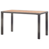 NNEVL Garden Table Grey 190x90x75 cm Poly Rattan and Solid Acacia Wood