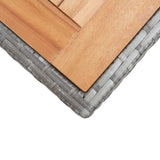NNEVL Garden Table Grey 190x90x75 cm Poly Rattan and Solid Acacia Wood