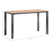NNEVL Garden Table Grey 190x90x75 cm Poly Rattan and Solid Acacia Wood