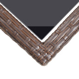 NNEVL Garden Table Grey 190x90x75 cm Poly Rattan and Solid Acacia Wood