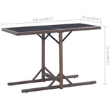 NNEVL Garden Table Grey 190x90x75 cm Poly Rattan and Solid Acacia Wood