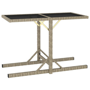 NNEVL Garden Table Grey 190x90x75 cm Poly Rattan and Solid Acacia Wood