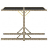NNEVL Garden Table Grey 190x90x75 cm Poly Rattan and Solid Acacia Wood
