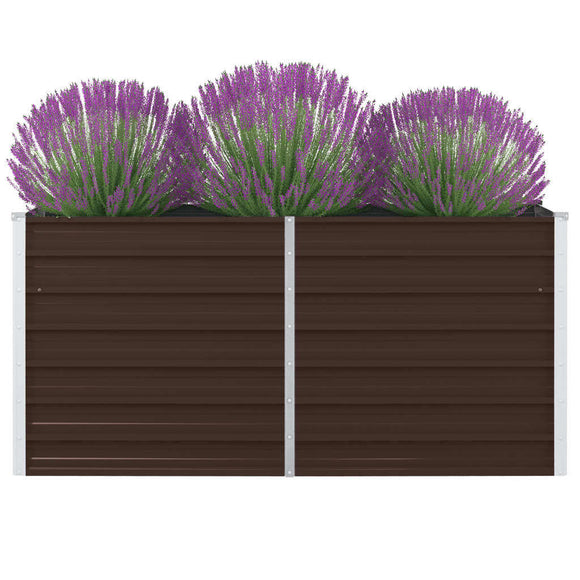 NNEVL Raised Garden Bed 160x80x45 cm Galvanised Steel Brown