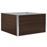 NNEVL Raised Garden Bed 100x100x45 cm Galvanised Steel Brown