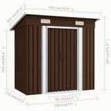 NNEVL Garden Storage Shed Brown 194x121x181 cm Steel