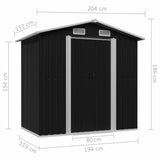 NNEVL Garden Storage Shed Anthracite Steel 204x132x186 cm