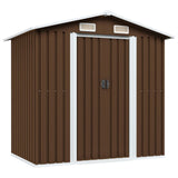 NNEVL Garden Storage Shed Brown 204x132x186 cm Steel
