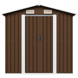 NNEVL Garden Storage Shed Brown 204x132x186 cm Steel