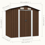 NNEVL Garden Storage Shed Brown 204x132x186 cm Steel