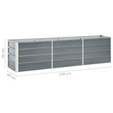 NNEVL Garden Raised Bed Galvanised Steel 240x40x45 cm Grey