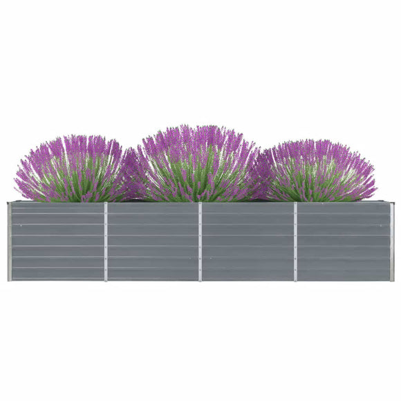 NNEVL Garden Raised Bed Galvanised Steel 320x40x45 cm Grey