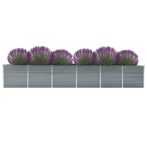 NNEVL Garden Raised Bed Galvanised Steel 480x80x77 cm Grey