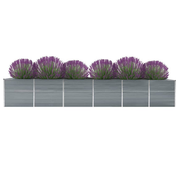 NNEVL Garden Raised Bed Galvanised Steel 480x80x77 cm Grey