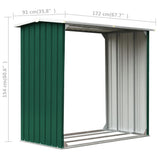NNEVL Log Storage Shed Galvanised Steel 172x91x154 cm Green