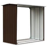 NNEVL Log Storage Shed Galvanised Steel 172x91x154 cm Brown