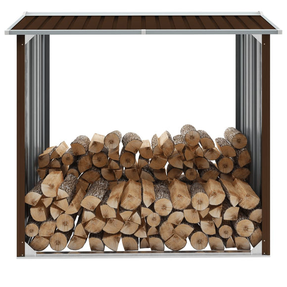 NNEVL Log Storage Shed Galvanised Steel 172x91x154 cm Brown