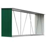 NNEVL Garden Log Storage Shed Galvanised Steel 330x84x152 cm Green